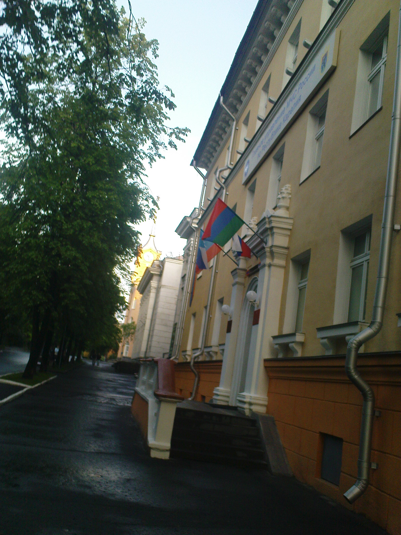 Флаг Петрозаводска на доме. Петрозаводск. Июнь 2010 года. Фото: А.Хохлов